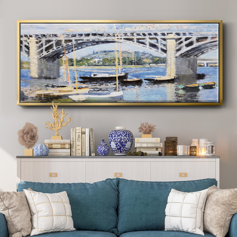 Le pont sur la seine, 1874 - Toile encadrée, H 20 po x l 50 po