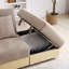 Canapé-lit convertible, repose-pieds avec rangement et accoudoir avec boîte et tiroir, table rabattable avec 2 porte-gobelets-562051957