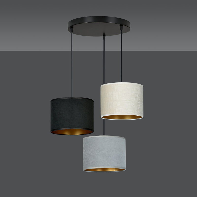 Eamie 3 - Light Black Cluster Pendant, Grey/Black/White