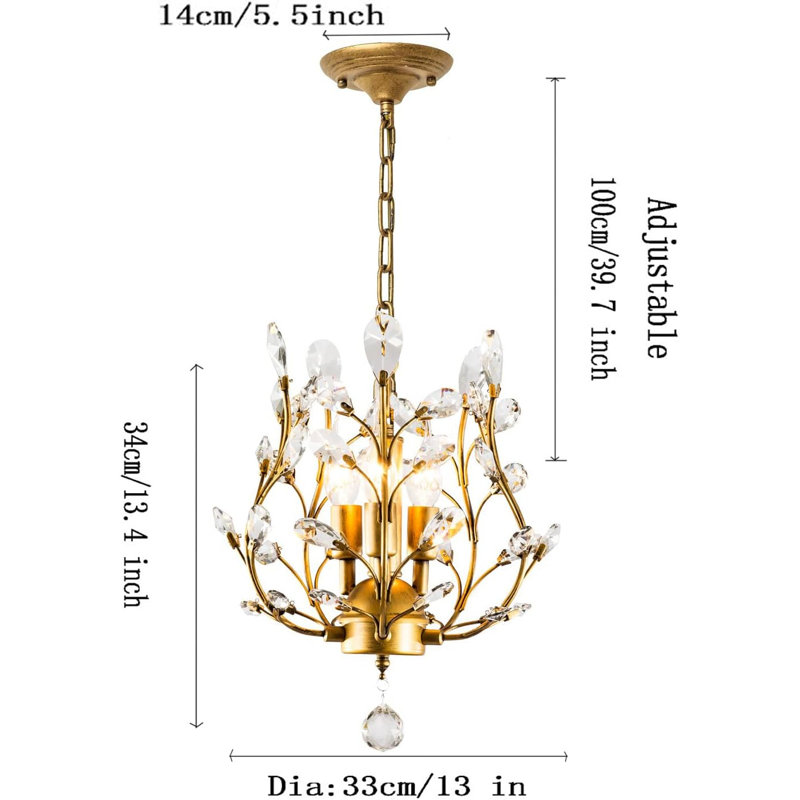3 - Light Chandelier, Gold