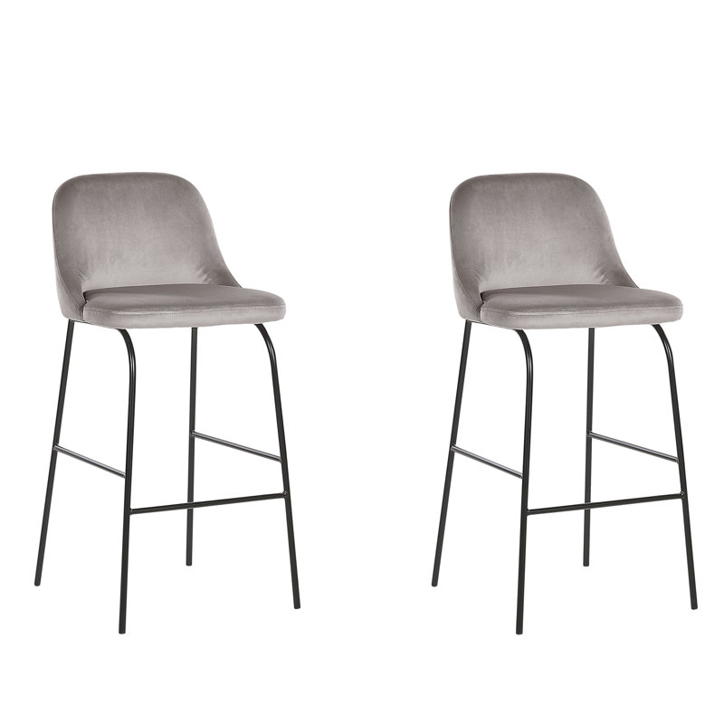 Glasscock Upholstered Counter Stool with Metal Frame, Grey