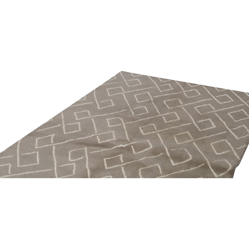 Hand Knotted Geometric Area Rug in Natural