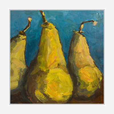 Pears With Teal By John Beard - Gallery Wrapped Canvas Print