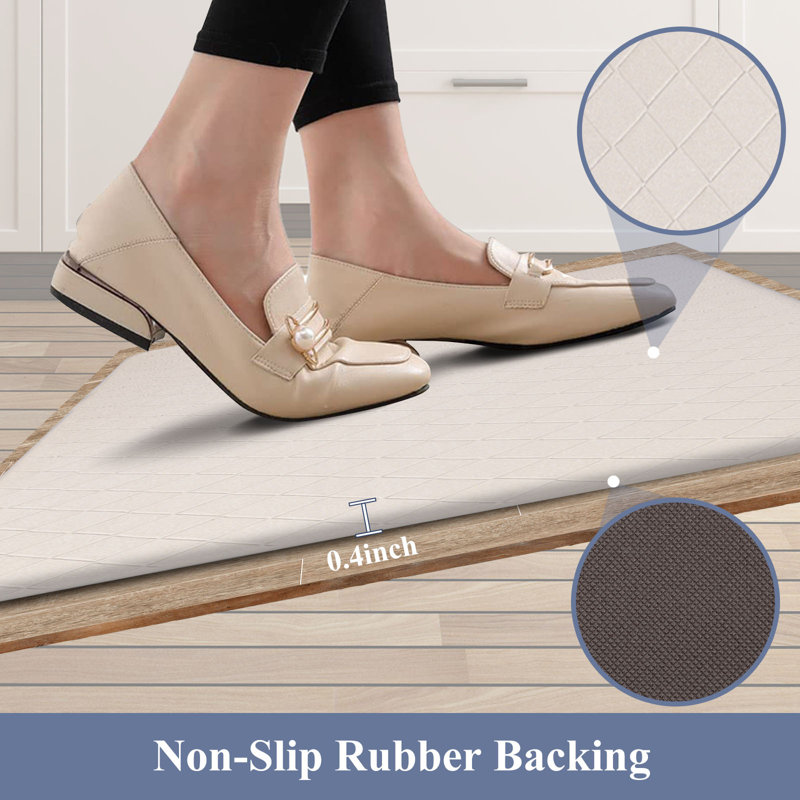  Standing Anti-fatigue Kitchen Mats (Set of 3), Beige