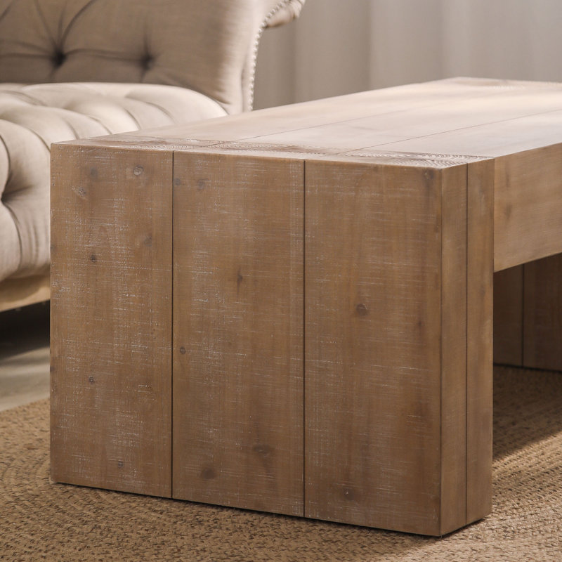 49" Farmhouse Wood Coffee Table, Light Natural
