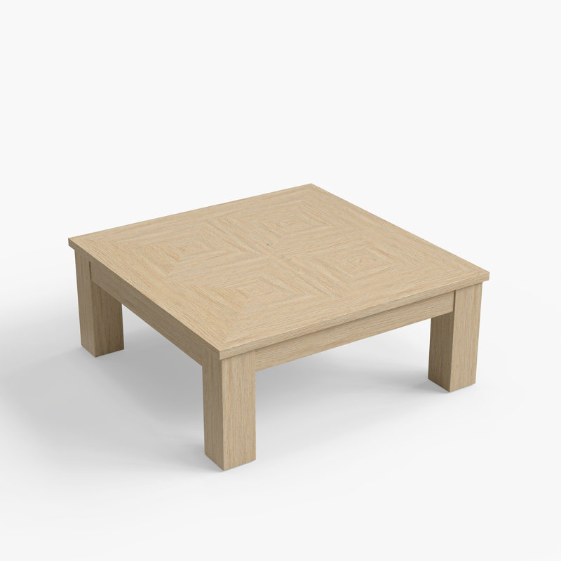 Table basse en bois naturel avec motif de pastel à losanges, plateau de table spacieux, Chêne naturel