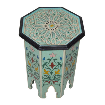 Handmade Moroccan Wood Table Light Blue
