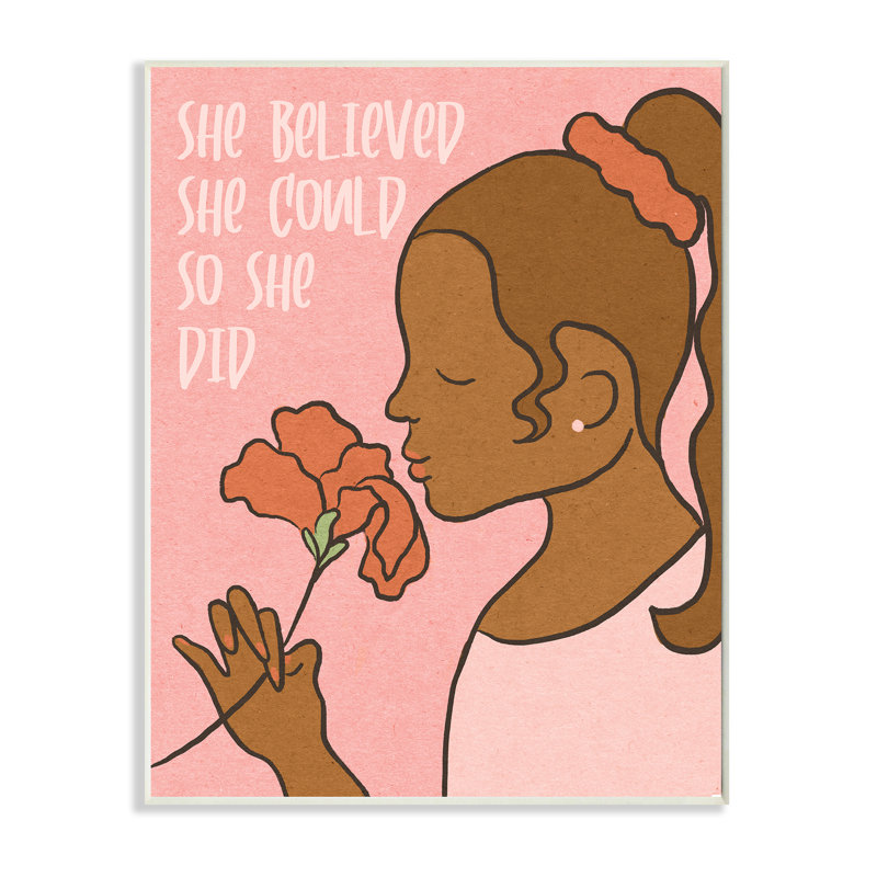 «Abdul-Hadi So She Did d'inspiration», fille avec art floral, Plaque murale, H 15 po x l 10 po x P 0,5 po
