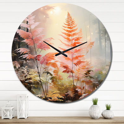 Horloge murale Peach Ferns