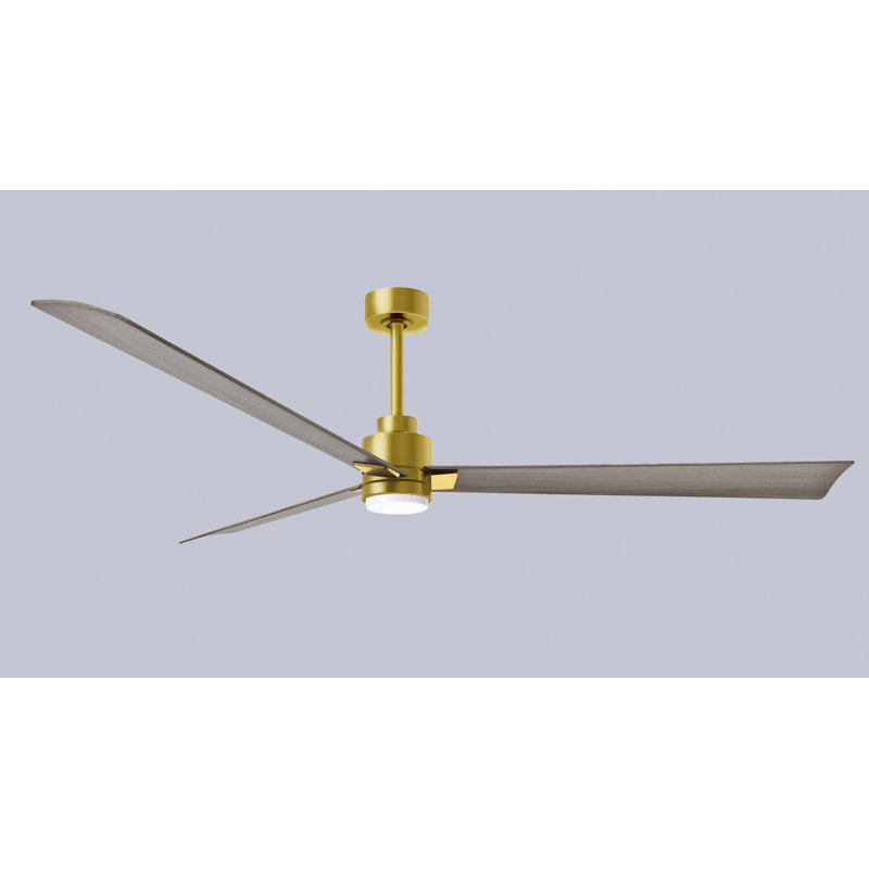 Ventilateur de plafond Alessandra, Laiton brossé, 72", Ton bois de frêne gris