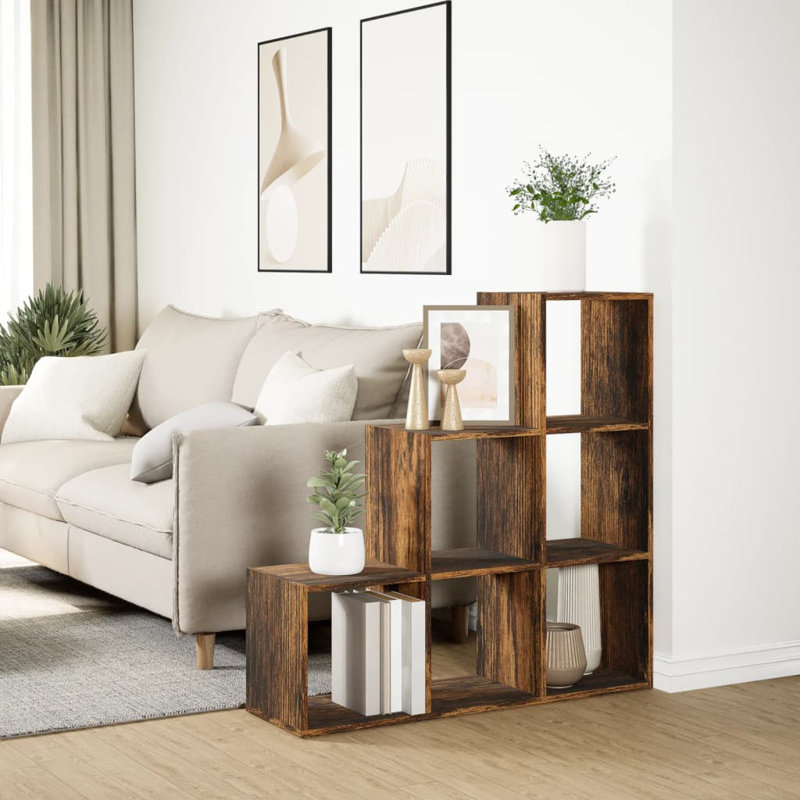 Saphronia Bookcase, (3 Shelves) 99cm H x 99cm W x 29cm D, Smoked Oak
