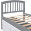 Lit simple, lit plateforme en bois de pin massif avec 6 tiroirs, gris et blanc, parfait pour les maisons de style rétro moderne, taille standard, 10 lattes, matelas de maintien