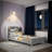 ??Bed with Bookcase Headboard - LED Motion Sensor Light, Adjustable Guardrails?-1905575101-1905575102