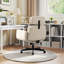 Chaise de bureau rembourrée à pieds croisés avec accoudoirs réglables, fauteuil de direction ergonomique pivotant avec appui-tête-615426872