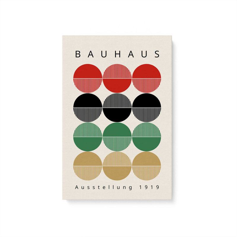 «Vintage Bauhaus Circles», reproduction sur toile, H 18 po x l 12 po, Toile tendue