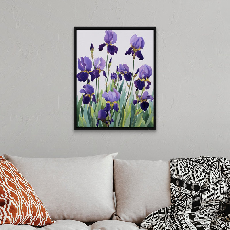 «Purple Irises» par Christopher Ryland, reproduction d'art graphique sur toile, H 32 po x l 26 po x P 1,75 po