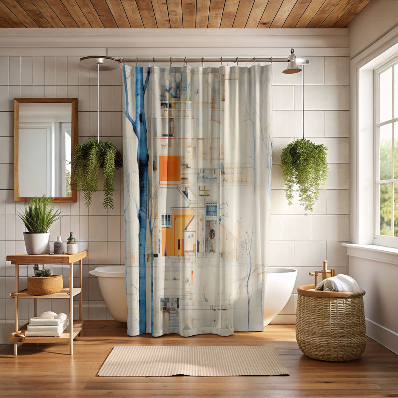 Rideau de douche Indara, H 74 po x l 71 po