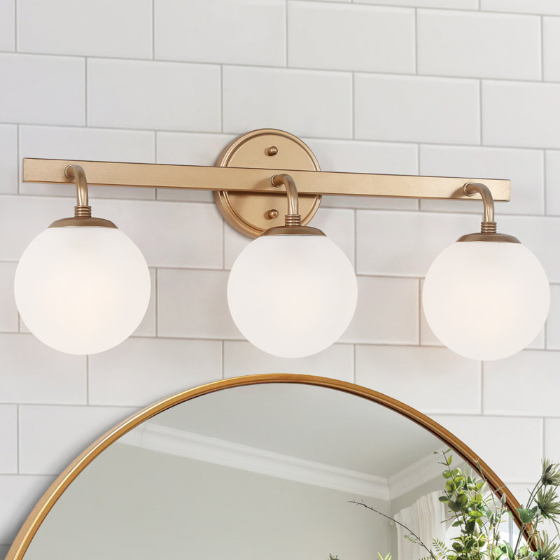 Luminaire de salle de bain à intensité variable à 3 lumières avec abat-jour en verre givré Jacquelyn