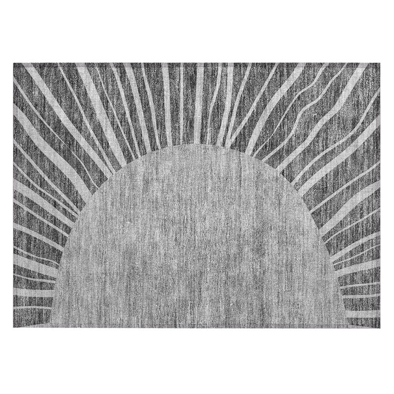 Washable Abstract Indoor / Outdoor Rug, Rectangle 1'8" x 2'6"