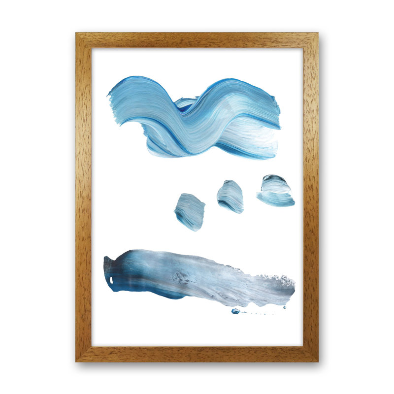 Light Blue Paint Strokes by Pixy Paper - Print, Oak Framed, 42cm H x 29.7cm W x 3cm D