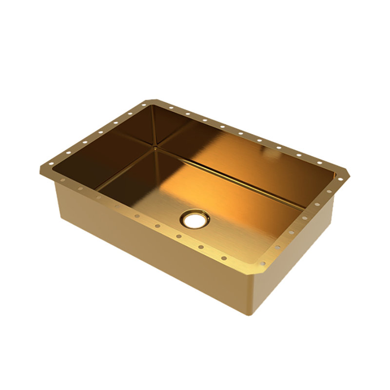 Lavabo vasque rectangulaire en acier inoxydable avec bonde escamotable, Argent argent