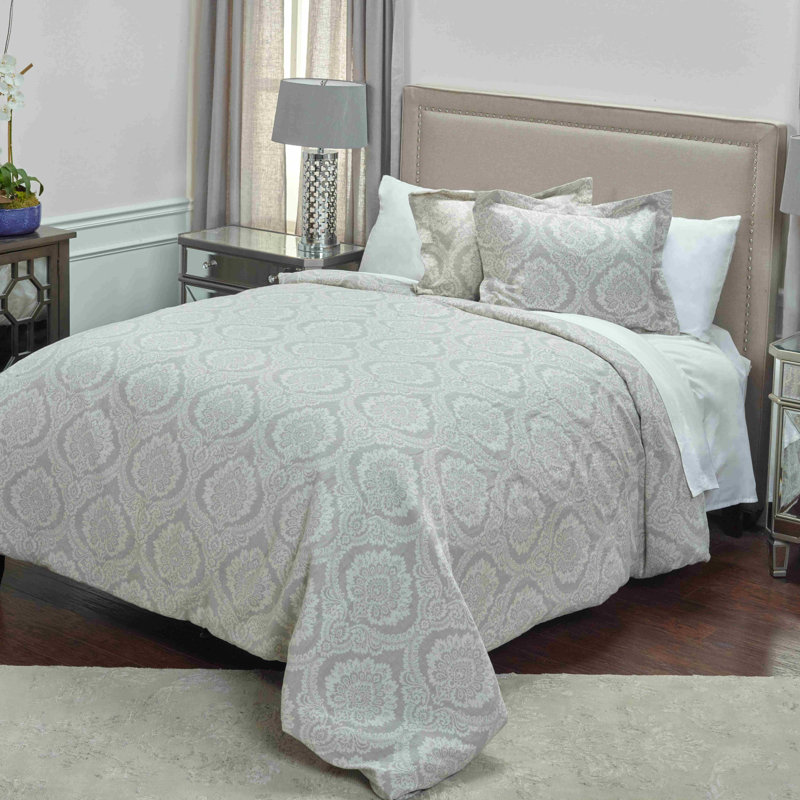Treina Traditional 100% Linen Damask Duvet Cover, Full/Double Duvet Cover