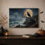 Toile noire perchée près du phare d'Halloween-1862826440
