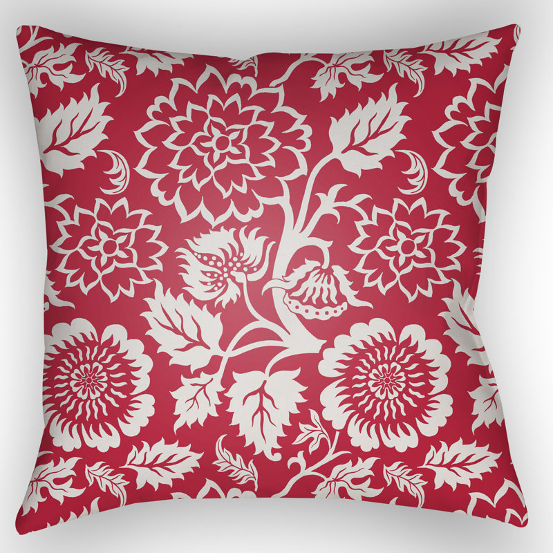Moody Floral Floral Throw Pillow, Red, 22" H x 22" W x 1" D
