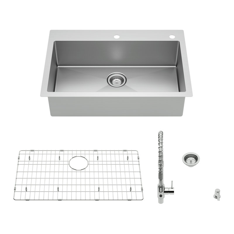 Évier de cuisine 33 po x 22 po avec robinet semi-professionnel Culver