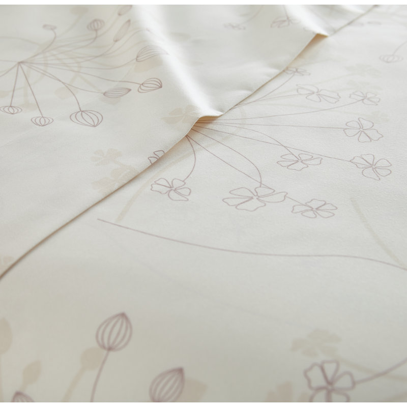 Ensemble de draps à motif floral doux Vilano Choice, Perfection crème, Plein