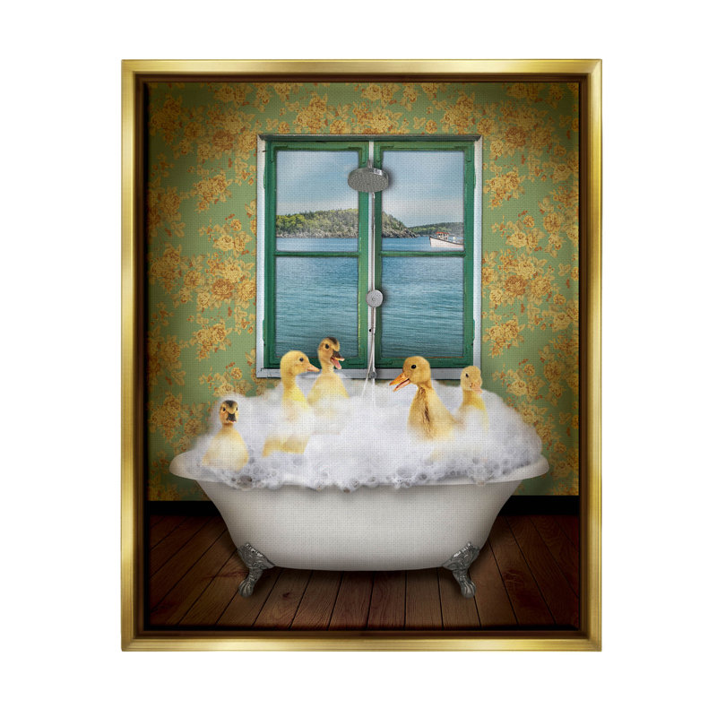 «Ducks Bathing Tub Ocean View», estampe numérique par John Hovenstine, H 21 po x l 17 po x P 1,7 po