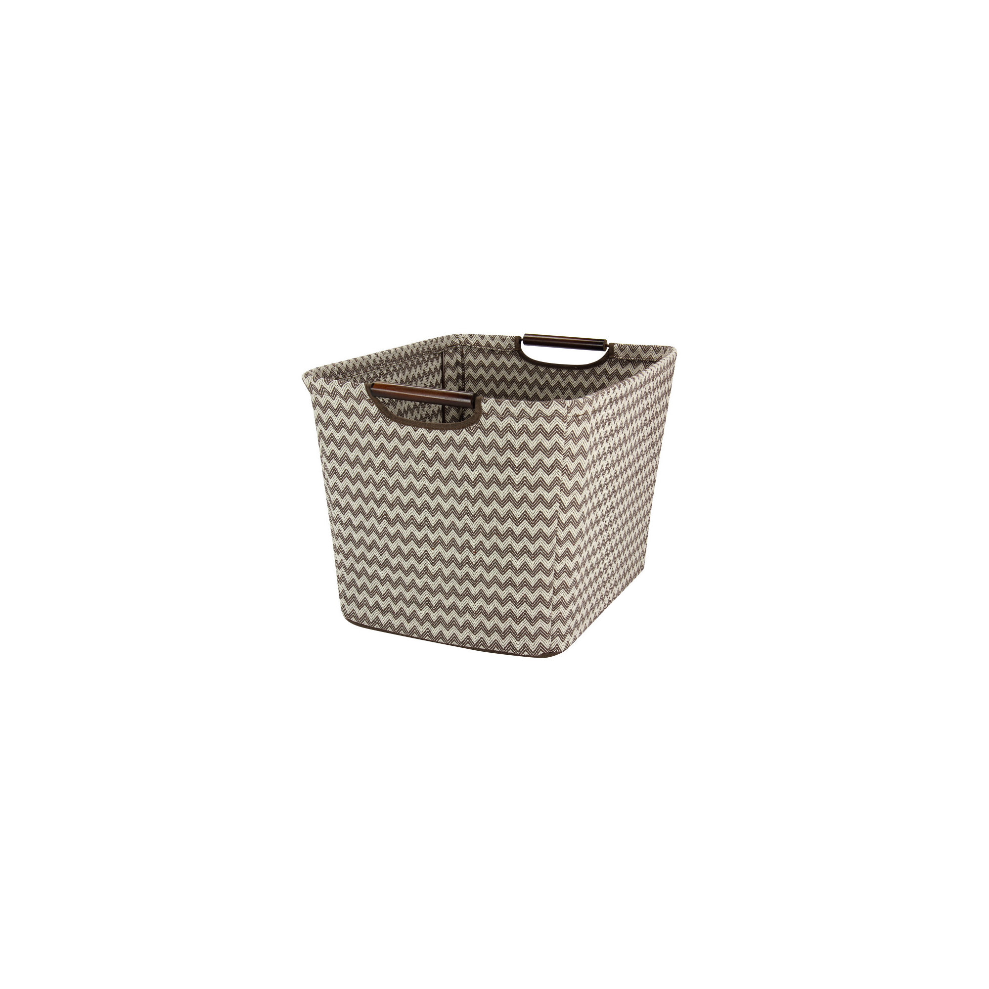 Fabric Decorative Bin 1, 11" H x 16" W x 13" D, Brown/Cream