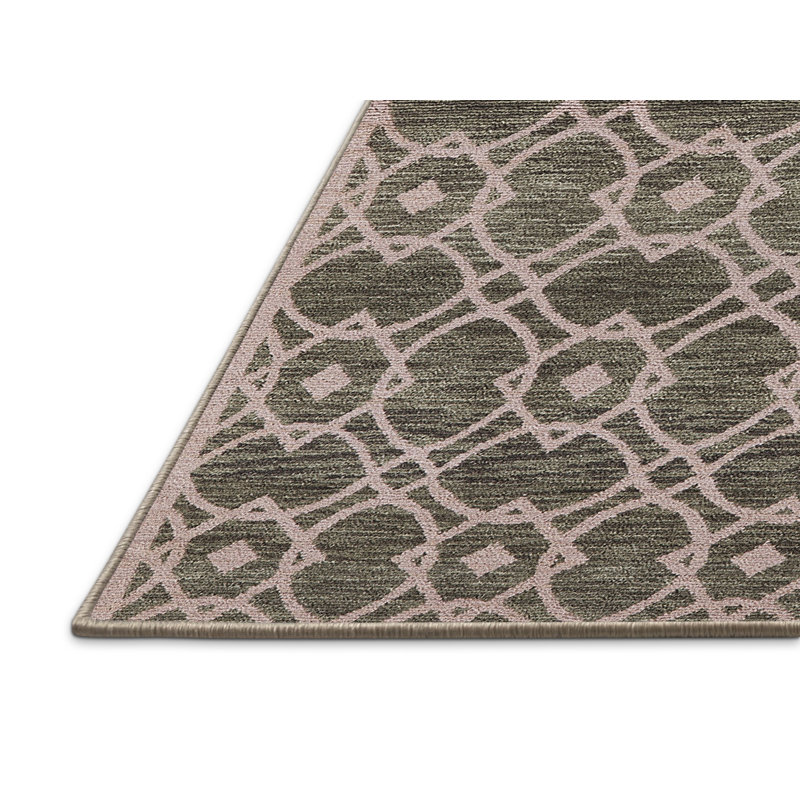 Tapis oriental vert foncé / rose Parell, Rectangle 6 pi x 9 pi