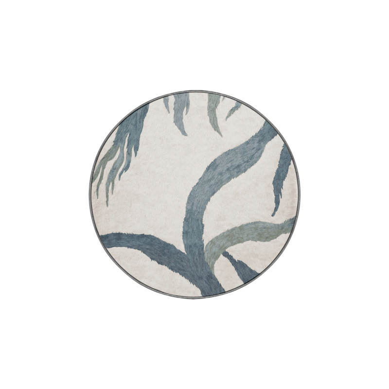 Tapis gris soyeux et moelleux, Rond 4 pi
