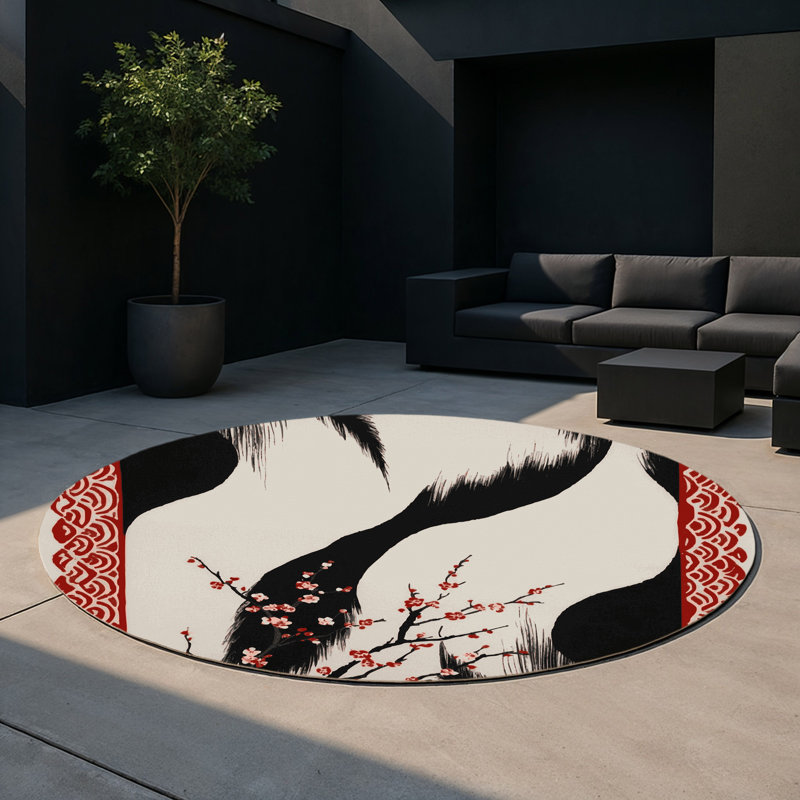 Petal Ribbons Indoor And Outdoor Area Rug, Round 5'