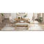 Ensemble de salle à manger rétro, table rectangulaire avec base à tréteaux conçue et chaises et banc rembourrés-501008556