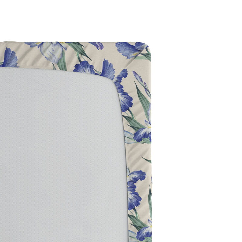 Ambesonne Nature Fitted Sheet Leaves Botanical Style Art, Twin Fitted Sheet, Laurel Green/Ceil Blue Floral