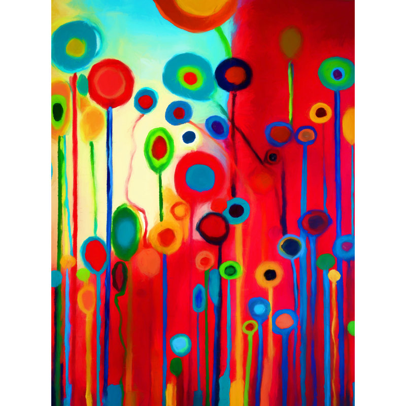 Geometric Floral Print by Angel Estevez, 32" H x 24" W, Wrapped Canvas