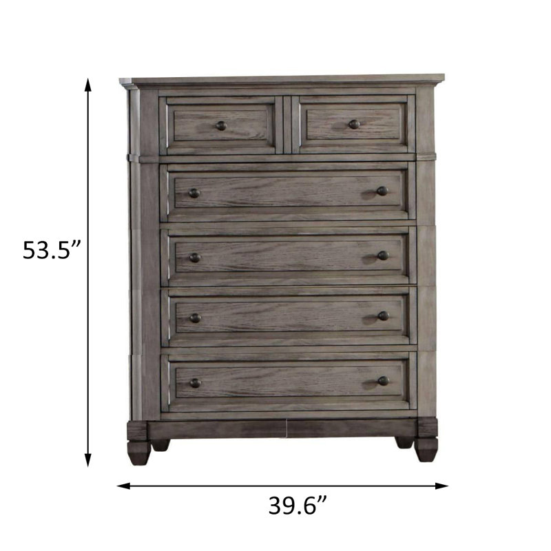 Commode 6 tiroirs l 39,6 po en gris chaud