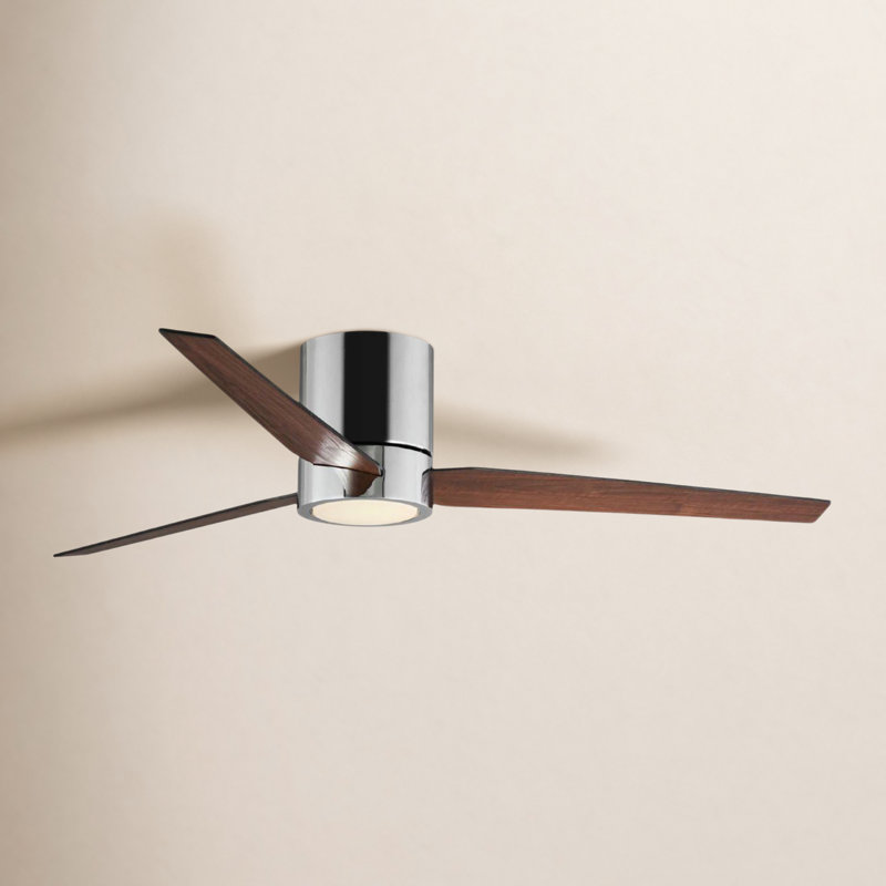 Goren 56'' Ceiling Fan with LED Lights, Polished Chrome with Black/Walnut Blades