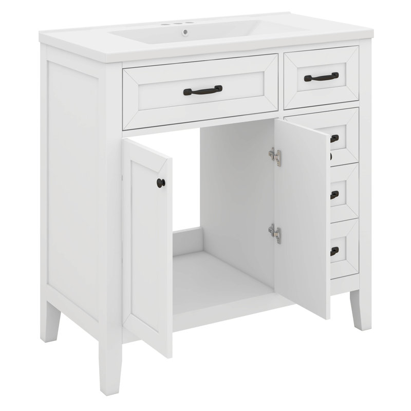 Meuble-lavabo sur pied 36 po avec lavabo 36 po, armoire de salle de bain autoportante à 3 tiroirs, meuble-lavabo moderne en bois massif