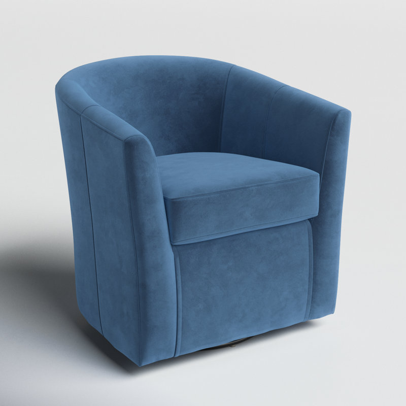 Fauteuil demi-tonneau pivotant 31 po Hansell, Velours performance parisien Chantel