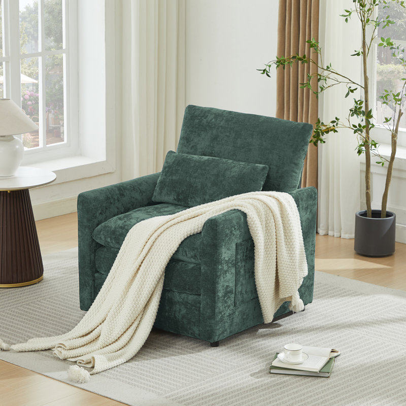 Fauteuil d'appoint moderne rembourré 32,5 po Drago, Vert