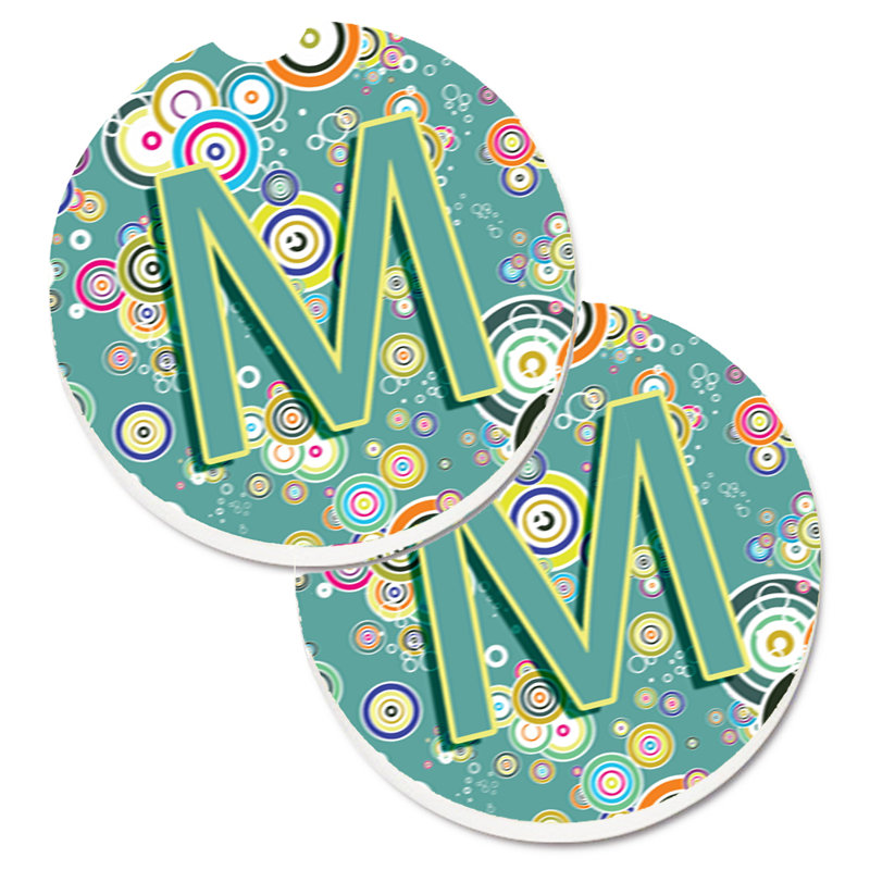 Ceramic Round 2 Piece Car Coaster Set, M