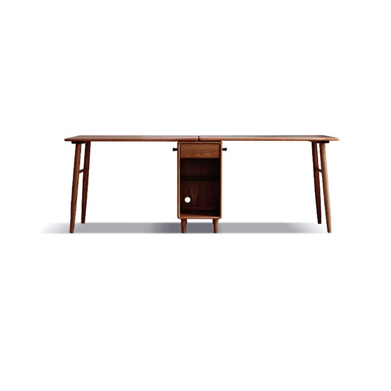 Nut-brown Rectangular Solid Wood with 1 drawers desk, 29.53" H x 70.87" W x 22.05" D