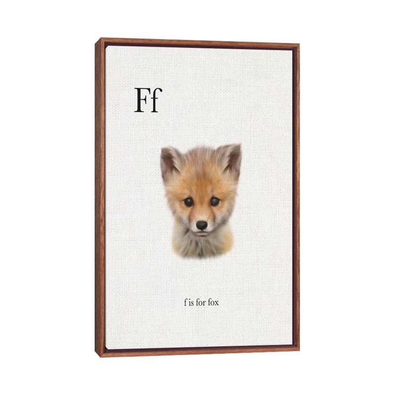 Décoration murale pour enfants F Is for Fox, H 40 po x l 26 po x P 1,5 po, Toile classique avec cadre brun