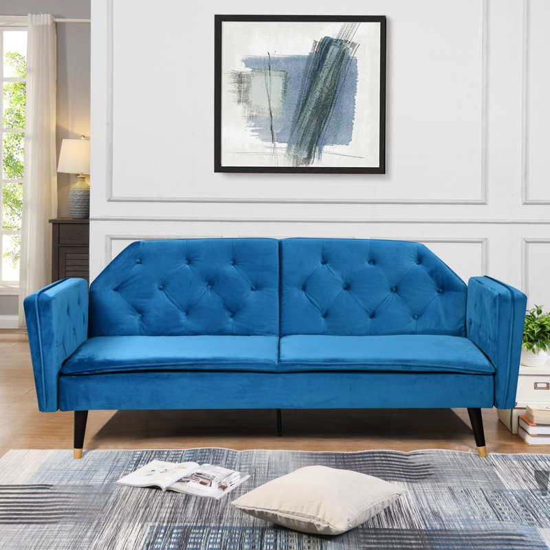 3 Seater Velvet Sofa, Blue