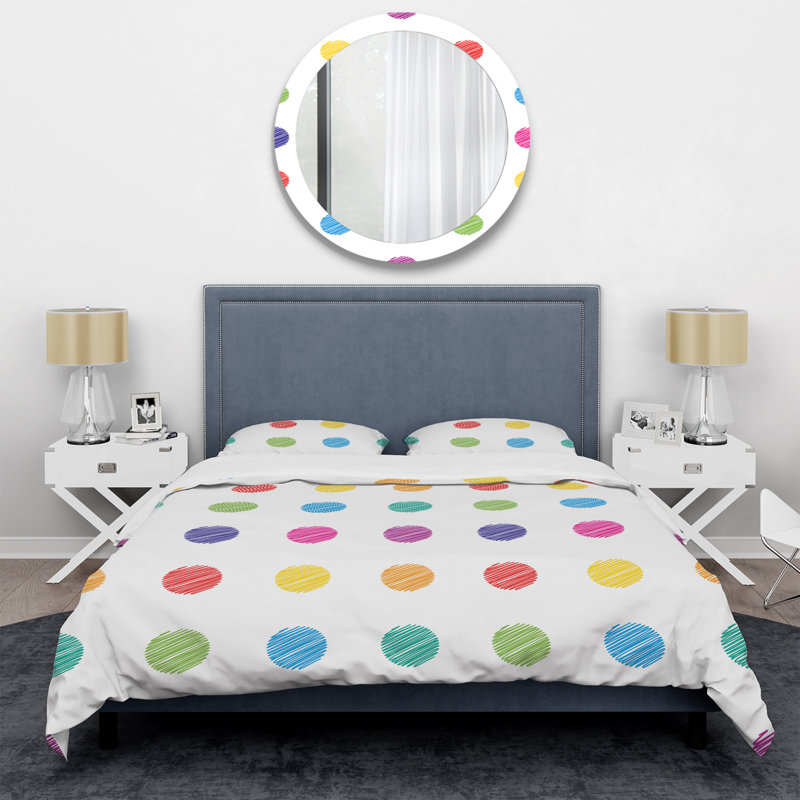 Multicolor Circle Dots - Ensemble de housse de couette abstrait - Microfibre de polyester