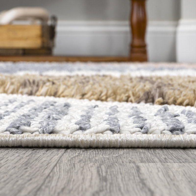 Aileen Geometric Scandi Colorblock Carved Area Rug, Rectangle 5'3" x 7'7"