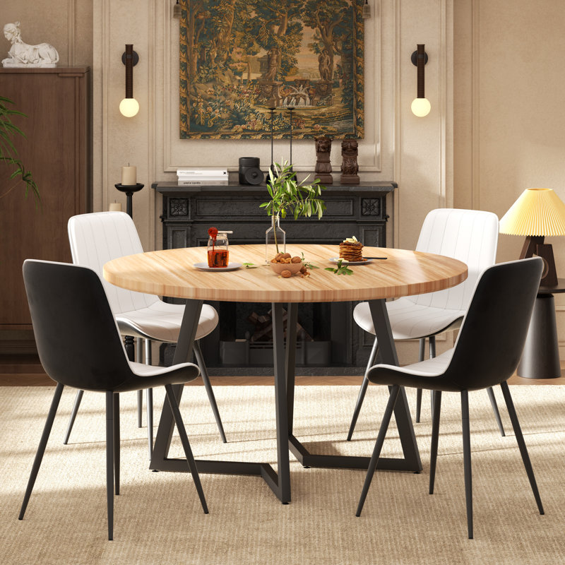 Ensemble de table de salle à manger 47,2, Bois naturel, Blanc / Gris
